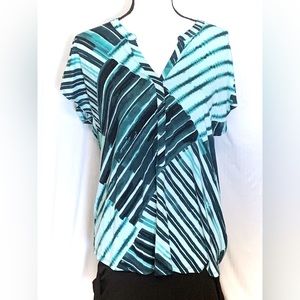 Aqua Patchwork Line Top